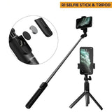 Selfie Stick Tripod R1s Bluetooth Remote Control Tripod Selfie Stick New Model With Wireless Remote Shutter Compatible With All Cell Phones – Selfie Stick With Light